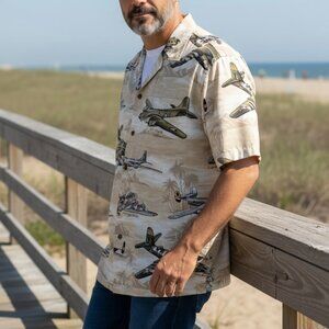 Kalaheo Men's Hawaiian Style WW2 American Bombers Planes Shirt XL Hawaii